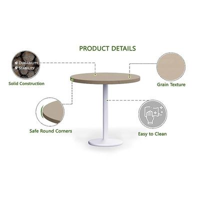 Round Pantry Table, Simple Modern Design Coffee Task for Home Office Bistro Balcony Lawn Breakfast, (80 cm Dia, Linen)