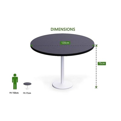 Round Pantry Table, Simple Modern Design Coffee Task for Home Office Bistro Balcony Lawn Breakfast, (120 cm Dia, Black)