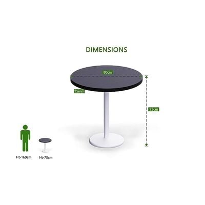 Round Pantry Table, Simple Modern Design Coffee Task for Home Office Bistro Balcony Lawn Breakfast, (80 cm Dia, Black)