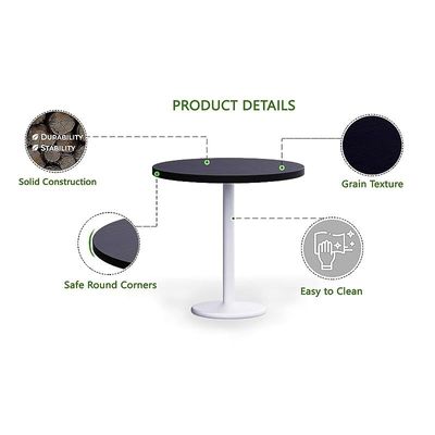 Round Pantry Table, Simple Modern Design Coffee Task for Home Office Bistro Balcony Lawn Breakfast, (80 cm Dia, Black)