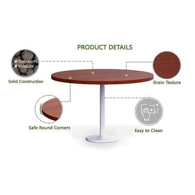 Round Pantry Table, Simple Modern Design Coffee Task for Home Office Bistro Balcony Lawn Breakfast, (120 cm Dia, Apple Cherry)