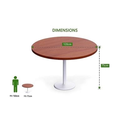 Round Pantry Table, Simple Modern Design Coffee Task for Home Office Bistro Balcony Lawn Breakfast, (120 cm Dia, Apple Cherry)