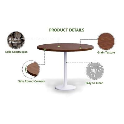 Round Pantry Table, Simple Modern Design Coffee Task for Home Office Bistro Balcony Lawn Breakfast, (100 cm Dia, Dark Walnut)