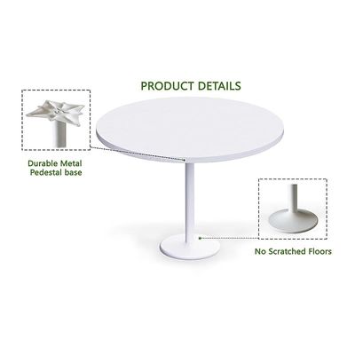 Round Pantry Table, Simple Modern Design Coffee Task for Home Office Bistro Balcony Lawn Breakfast, (120 cm Dia, White)