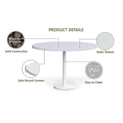 Round Pantry Table, Simple Modern Design Coffee Task for Home Office Bistro Balcony Lawn Breakfast, (120 cm Dia, White)