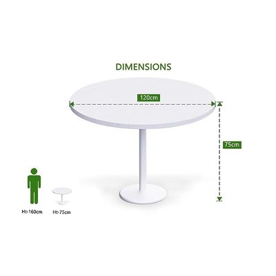 Round Pantry Table, Simple Modern Design Coffee Task for Home Office Bistro Balcony Lawn Breakfast, (120 cm Dia, White)