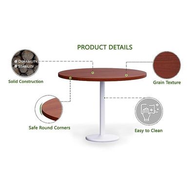 Round Pantry Table, Simple Modern Design Coffee Task for Home Office Bistro Balcony Lawn Breakfast, (100 cm Dia, Apple Cherry)