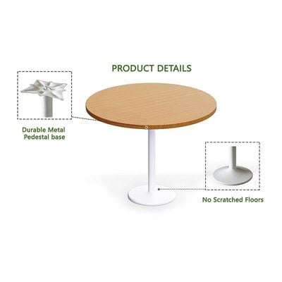 Round Pantry Table, Simple Modern Design Coffee Task for Home Office Bistro Balcony Lawn Breakfast, (100 cm Dia, Light Walnut)