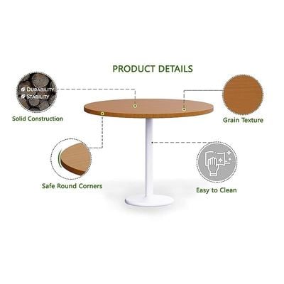 Round Pantry Table, Simple Modern Design Coffee Task for Home Office Bistro Balcony Lawn Breakfast, (100 cm Dia, Light Walnut)
