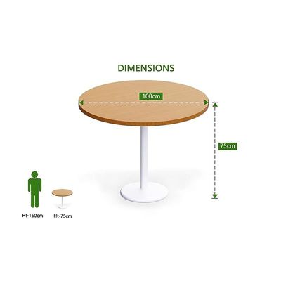 Round Pantry Table, Simple Modern Design Coffee Task for Home Office Bistro Balcony Lawn Breakfast, (100 cm Dia, Light Walnut)