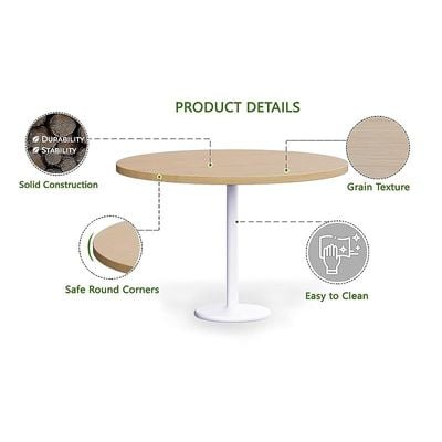 Round Pantry Table, Simple Modern Design Coffee Task for Home Office Bistro Balcony Lawn Breakfast, (120 cm Dia, Oak)