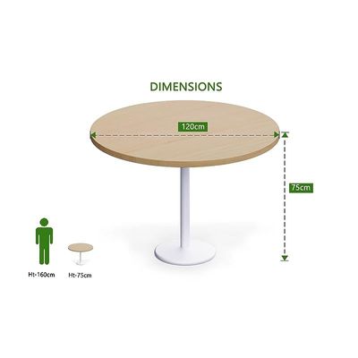 Round Pantry Table, Simple Modern Design Coffee Task for Home Office Bistro Balcony Lawn Breakfast, (120 cm Dia, Oak)