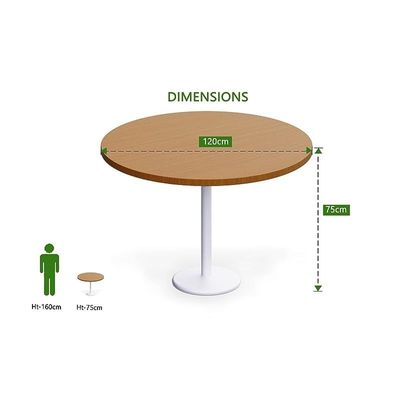 Round Pantry Table, Simple Modern Design Coffee Task for Home Office Bistro Balcony Lawn Breakfast, (120 cm Dia, Light Walnut)