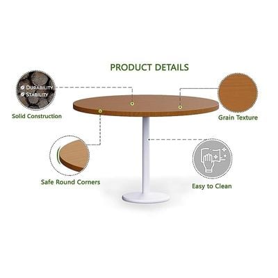 Round Pantry Table, Simple Modern Design Coffee Task for Home Office Bistro Balcony Lawn Breakfast, (120 cm Dia, Light Walnut)