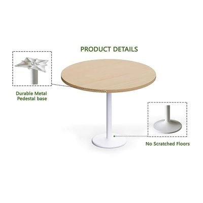 Round Pantry Table, Simple Modern Design Coffee Task for Home Office Bistro Balcony Lawn Breakfast, (100 cm Dia, Oak)