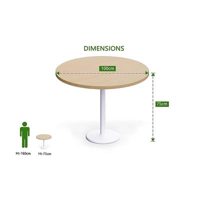 Round Pantry Table, Simple Modern Design Coffee Task for Home Office Bistro Balcony Lawn Breakfast, (100 cm Dia, Oak)