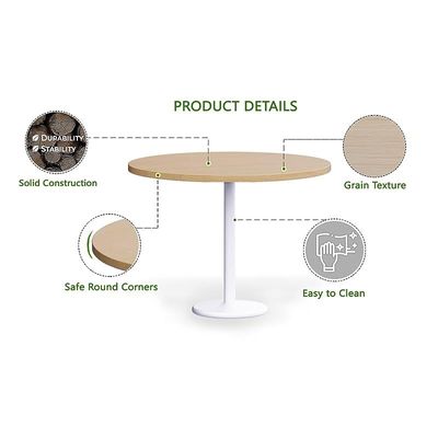 Round Pantry Table, Simple Modern Design Coffee Task for Home Office Bistro Balcony Lawn Breakfast, (100 cm Dia, Oak)