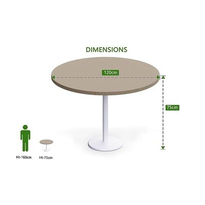 Round Pantry Table, Simple Modern Design Coffee Task for Home Office Bistro Balcony Lawn Breakfast, (120 cm Dia, Linen)