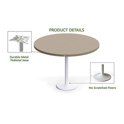 Round Pantry Table, Simple Modern Design Coffee Task for Home Office Bistro Balcony Lawn Breakfast, (120 cm Dia, Linen)