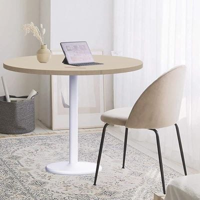 Round Pantry Table, Simple Modern Design Coffee Task for Home Office Bistro Balcony Lawn Breakfast, (120 cm Dia, Linen)