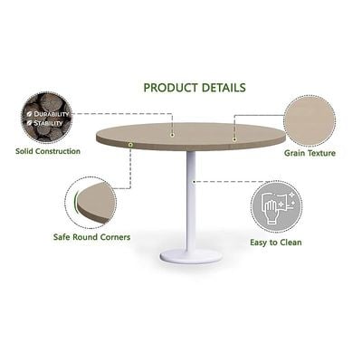 Round Pantry Table, Simple Modern Design Coffee Task for Home Office Bistro Balcony Lawn Breakfast, (120 cm Dia, Linen)