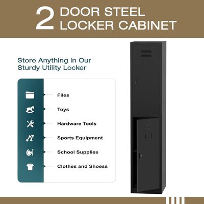 Godrej Compartment Storage Steel Locker Filing Cabinet (Double Doors, Black)