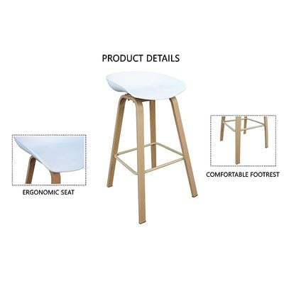 Style Seat Height Bar Stool | Bar Chair for Dining Breakfast Kitchen Stool - White_Pack of 2