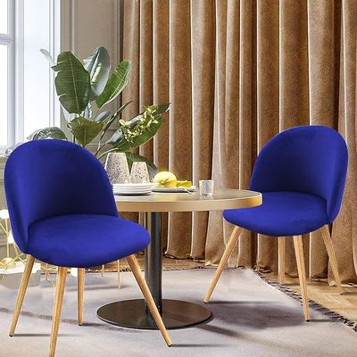 HYDC019 Velvett Blue Dining Chair for Living Room | Dining Room Chairs Living Room Chair Velvet Fabric Chair For Hotel Restaurant and Office_Pack of 2
