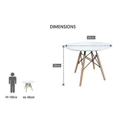 طاولة القهوة الخشبية Mahmayi TJ HYB01 60DIA باللون الأبيض (قطر 60 سم)