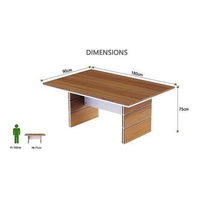 Zelda Conference Table | Office Conference cum Meeting Table, Natural Dijon Walnut_180cm