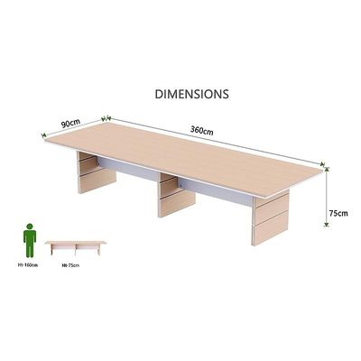 Zelda Conference Table | Office Conference cum Meeting Table, Oak_360cm