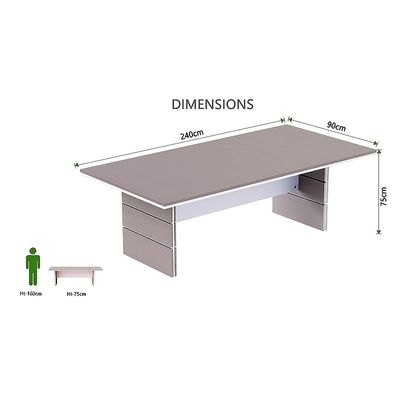 Zelda Conference Table | Office Conference cum Meeting Table, Anthracite Linen_240cm