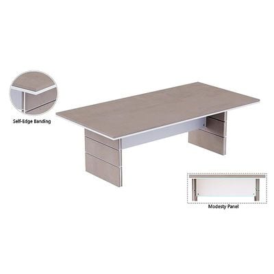 Zelda Conference Table | Office Conference cum Meeting Table, Light Concrete_240cm