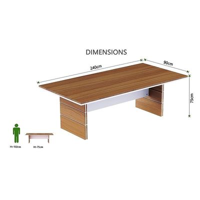 Zelda Conference Table | Office Conference cum Meeting Table, Natural Dijon Walnut_240cm