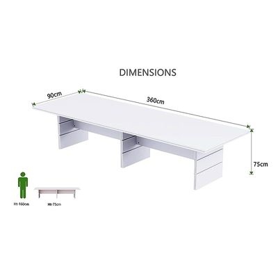 Zelda Conference Table | Office Conference cum Meeting Table, White_360cm