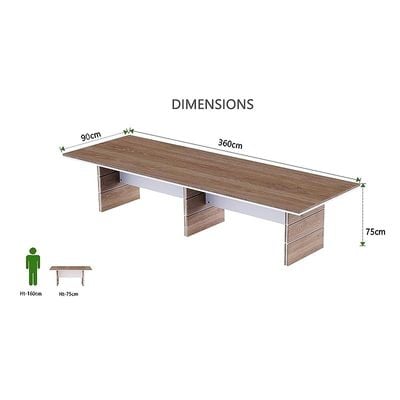 Zelda Conference Table Truffle Brown Davos Oak | Office Conference cum Meeting Table_360cm