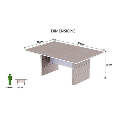 Zelda Conference Table | Office Conference cum Meeting Table, Light Concrete_180cm