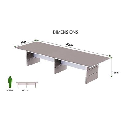 Zelda Conference Table | Office Conference cum Meeting Table, Anthracite Linen_360cm