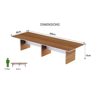 Zelda Conference Table | Office Conference cum Meeting Table, Natural Dijon Walnut_360cm