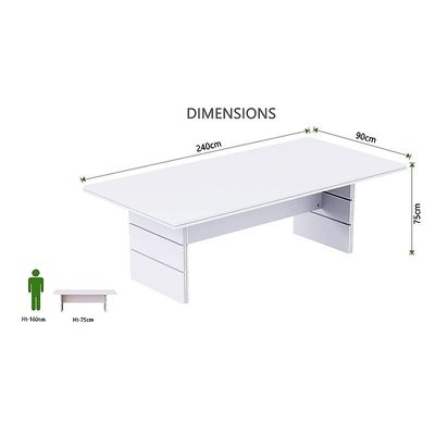 Zelda Conference Table | Office Conference cum Meeting Table, White_240cm