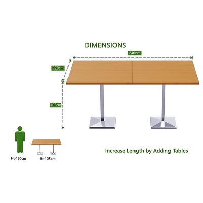 Mahmayi Bar Table Square Base 8 Seater Cocktail Bistro Table for Pub, Kitchen, Living Room, Dining Room, Kitchen & Home bar_Light Walnut