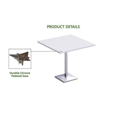 Mahmayi Bar Table Square Base 12 Seater Cocktail Bistro Table for Pub, Kitchen, Living Room, Dining Room, Kitchen & Home bar_White