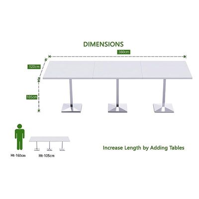 Mahmayi Bar Table Square Base 12 Seater Cocktail Bistro Table for Pub, Kitchen, Living Room, Dining Room, Kitchen & Home bar_White