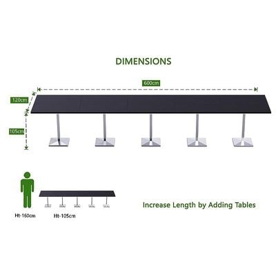 Mahmayi Bar Table Square Base 20 Seater Cocktail Bistro Table for Pub, Kitchen, Living Room, Dining Room, Kitchen & Home bar_Black