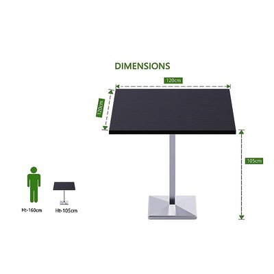 Mahmayi Bar Table Square Base 4 Seater Cocktail Bistro Table for Pub, Kitchen, Living Room, Dining Room, Kitchen & Home bar_Black