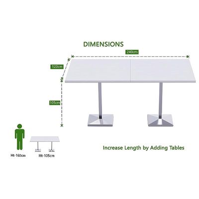 Mahmayi Bar Table Square Base 8 Seater Cocktail Bistro Table for Pub, Kitchen, Living Room, Dining Room, Kitchen & Home bar_White