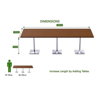 Mahmayi Bar Table Square Base 12 Seater Cocktail Bistro Table for Pub, Kitchen, Living Room, Dining Room, Kitchen & Home bar_Dark Walnut