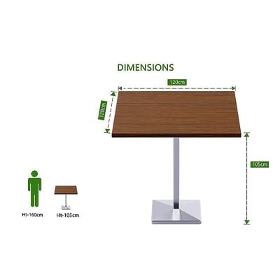 Mahmayi Bar Table Square Base 4 Seater Cocktail Bistro Table for Pub, Kitchen, Living Room, Dining Room, Kitchen & Home bar_Dark Walnut