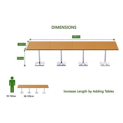 Mahmayi Bar Table Square Base 16 Seater Cocktail Bistro Table for Pub, Kitchen, Living Room, Dining Room, Kitchen & Home bar_Light Walnut