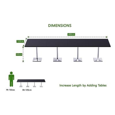 Mahmayi Bar Table Square Base 16 Seater Cocktail Bistro Table for Pub, Kitchen, Living Room, Dining Room, Kitchen & Home bar_Black